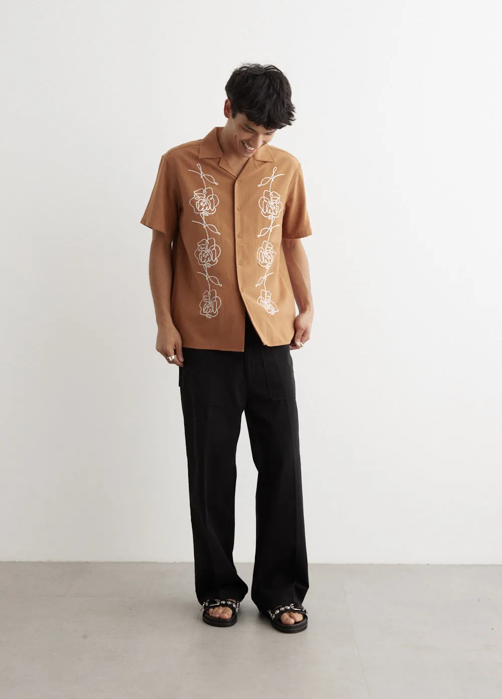 Chain Stitched Camp Collar Shirt