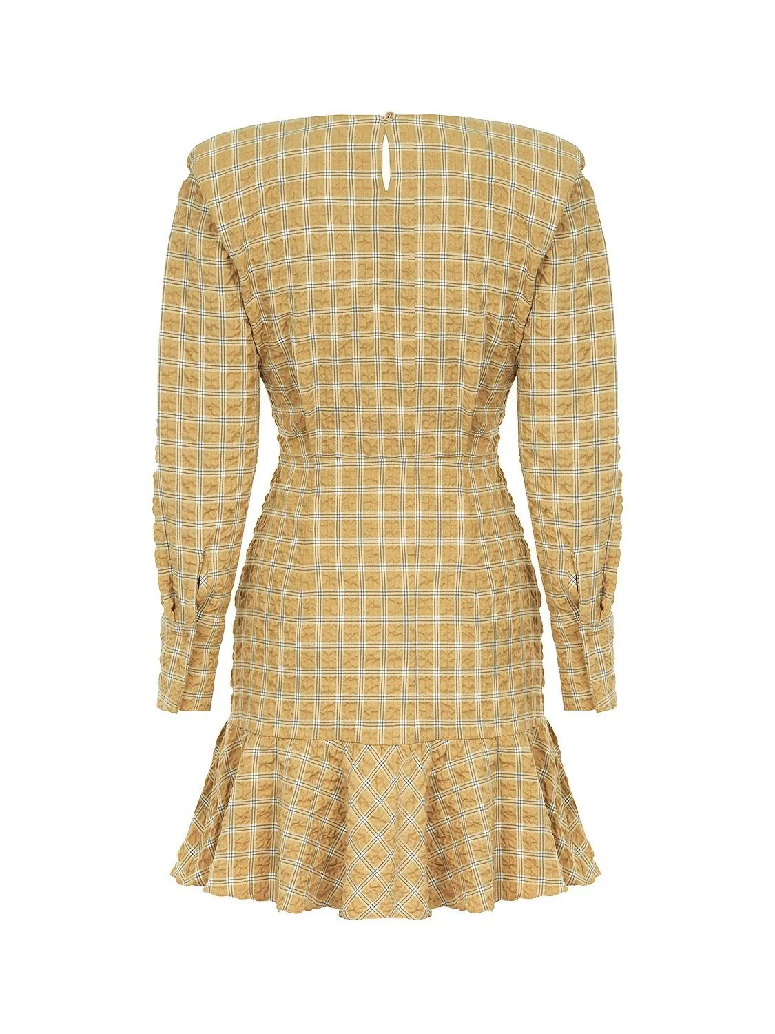 Plaid Shoulder Pad Mini Dress