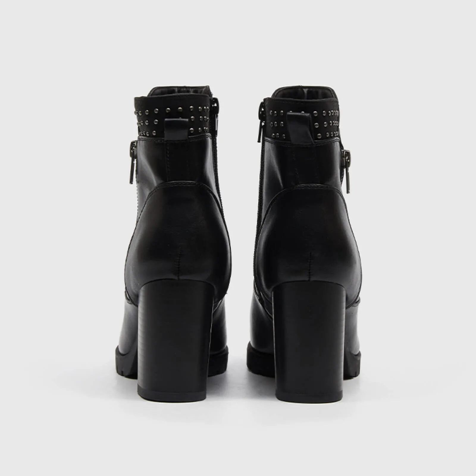 Rivet Chunky High Heel Ankle Boots