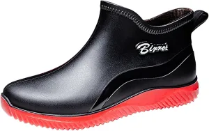 Womens Rain Boots Mid Calf Mens Grounded Footwear Fall Booties 2024 Low Heel Slip On Barefoot Shoes Women's Rubber Rain Boots Waterproof & Anti-slip Womens Chelsea Boots